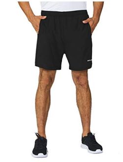 Men's 5 Inches Running Athletic Shorts Zipper Pocket