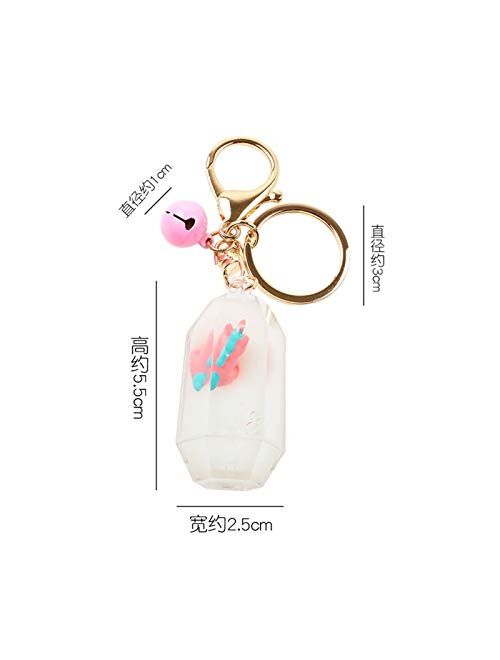 Fangzwl Keychain Pendant Floating Creative Cute Pegasus Acrylic Milk Bottle Keychain Quicksand Drift Bottle Keyring for Women Bag Pendant (Color : A)