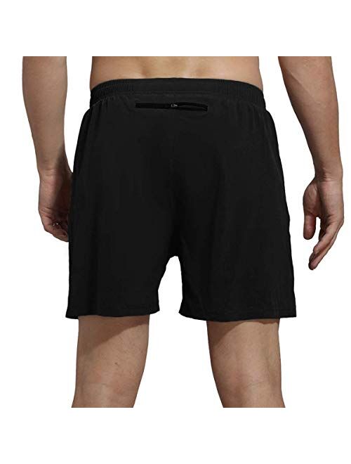 VAYAGER Men's 5 Inch Running Shorts Quick Dry Workout Athletic Performance Shorts with Liner and Zipper Pocket