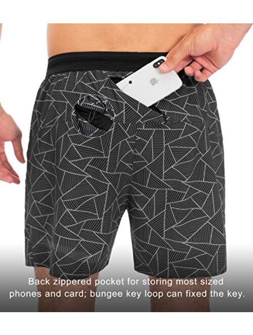 Libin Men's 5 Inch Running Shorts Quick Dry with Mesh Brief Liner Workout Athletic Gym Performance Shorts Back Zip Pocket