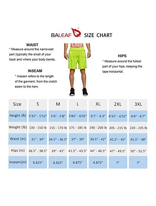 BALEAF Men's 7 Inches 2 in 1 Running Workout Shorts Quick Dry Lightweight Athletic Shorts Liner Back Phone Pocket