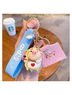 Fangzwl Keychain Pendant Cartoon Keychains Accessories Female Cute Pig Key Chains Simple Couples Car Pendant Key Rings (Color : 2)