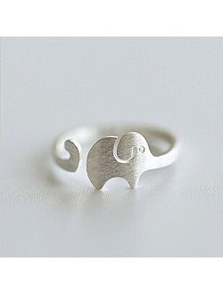 SeaISee Solid silver 925 cute elephant resizable ring trendy young style