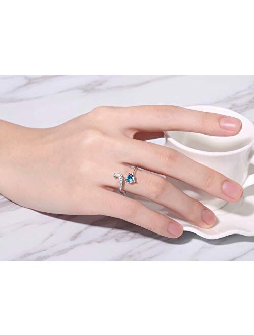 PLATO H S925 Sterling Silver Fox Animal Ring Crystals for Women Teen Girl High Polish Plain Adjustable Fox Tail Ring Anniversary Jewelry Valentines Day Gifts for her