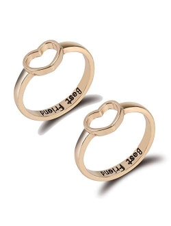 Infinity Love Heart Rings Set for Friendship Geometric hollow peach Heart Engraved Letter Index Finger Rings for Women Girls Graduation Gift 2Pcs/set