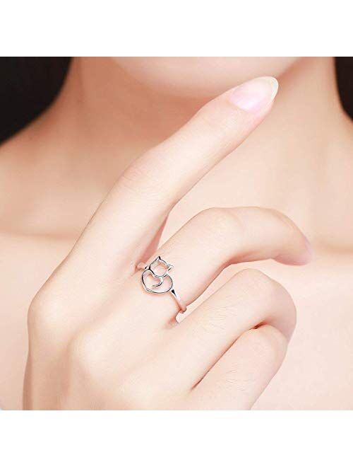 Sterling Silver Women Girl Fashion Ring (Adjustable size)