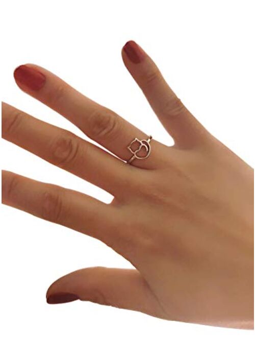 Sterling Silver Women Girl Fashion Ring (Adjustable size)