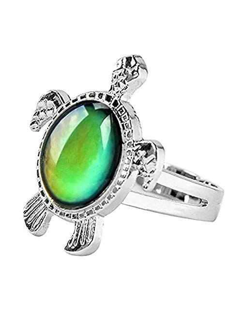 Jiali Q Mixed Mood Ring Change Color Ring Adjustable Size Temperature Finger Ring