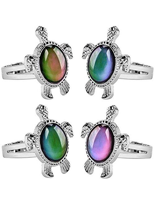 Jiali Q Mixed Mood Ring Change Color Ring Adjustable Size Temperature Finger Ring
