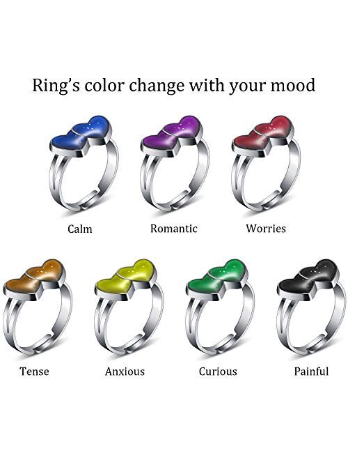 Hicarer 15 Pieces Adjustable Mood Rings for Girls and Boys Mixed Color Changing Mood Rings for Halloween Costume Props Birthday Party Favors and Goodie Bag Fillers (Style