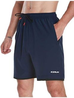 EZRUN Men's Workout Shorts 5'' Quick Dry Lightweight Gym Running Shorts with Zipper Pockets