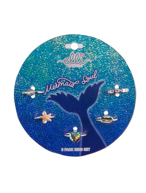 Girls Elli by Capelli 5-Piece Mermaid Soul Ring Set