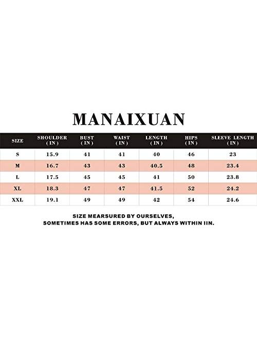 MANAIXUAN Women's Shirt Dress V Neck Long Sleeve Loose Casual with Pockets Front Button