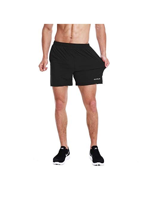 BALEAF Mens 5 Inches Unlined Running Athletic Shorts Quick Dry Gym Activewear Zipper Pocketed Shorts 