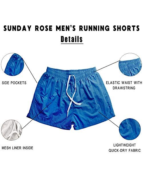 SUNDAY ROSE Men's Running Shorts 3 Inch Quick Dry Gym Athletic Workout Shorts