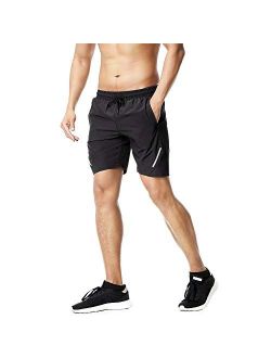 Tesuwel Men's Workout Running Shorts Quick Dry Athletic Sports Gym Shorts with Zip Pockets