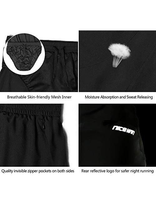 NICEWIN Men's 7-inch Running Shorts Quick Dry Lightweight Zipper Pocket Short Pants for Crossfit Athletic Gym Workout