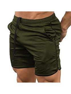 Men's Fitted Workout Shorts Bodybuilding Sporting Running Training Jogger Gym Short Pants with Pockets