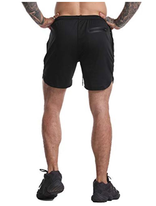 YKB Men's 2-in-1 Workout Running Shorts Lightweight Gym Yoga Training Sport Jogging Short Pants