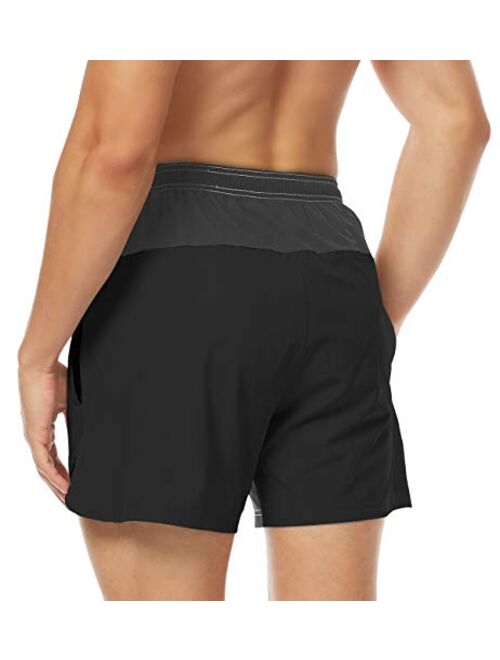 VAYAGER Men's 5 Inch Running Shorts Quick Dry Athletic Workout Training & Gym Shorts with Liner and Zipper Pockets
