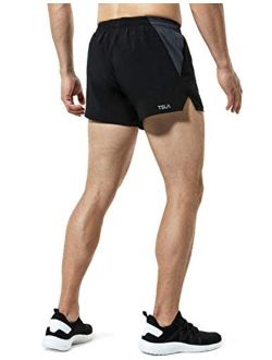 TSLA Men's Active Running Shorts, Training Exercise Workout Shorts, Quick Dry Gym Athletic Shorts with Pockets