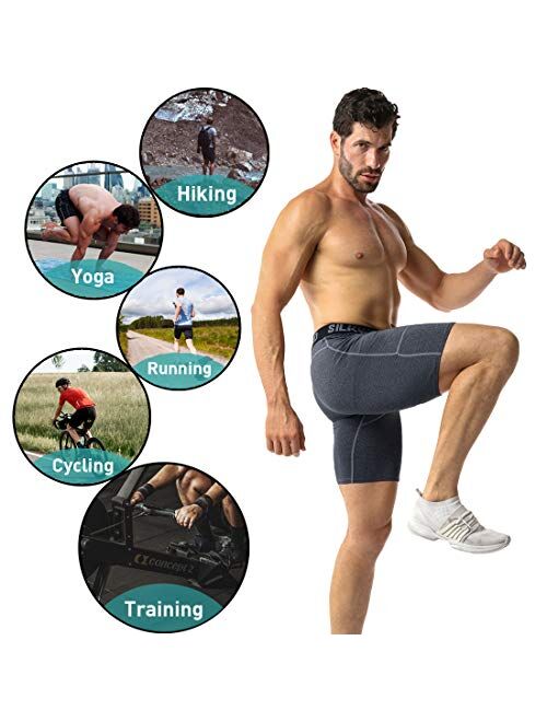 SILKWORLD Men's Compression Shorts Pockets Sports Running Tight