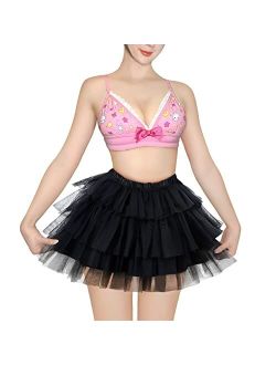 Women's Mesh Tulle Puffy Petticoat Tutu Ballet Short Ballerina Skirt