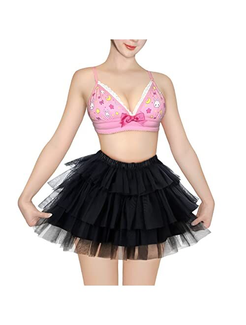Littleforbig Women's Mesh Tulle Puffy Petticoat Tutu Ballet Short Ballerina Skirt