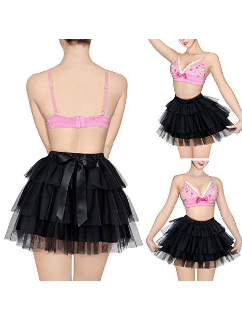 Littleforbig Women's Mesh Tulle Puffy Petticoat Tutu Ballet Short Ballerina Skirt