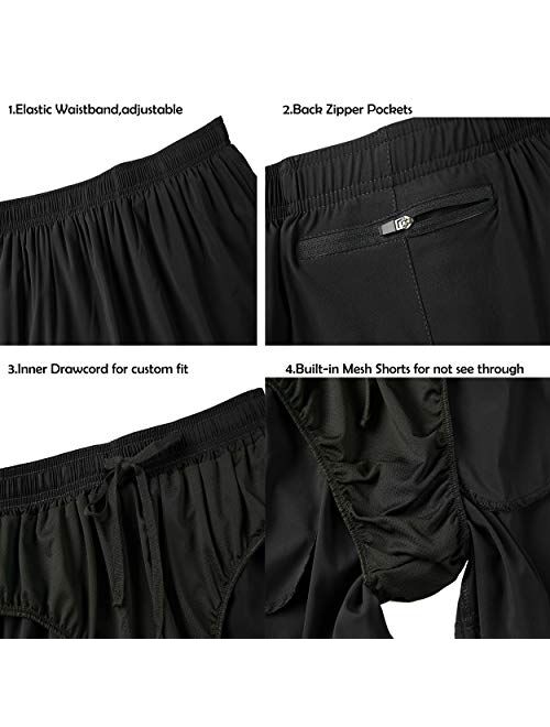 Susclude Men's Running Workout Shorts Summer Quick Dry Lightweight Athletic Sports Training Shorts with Zipper Pocket