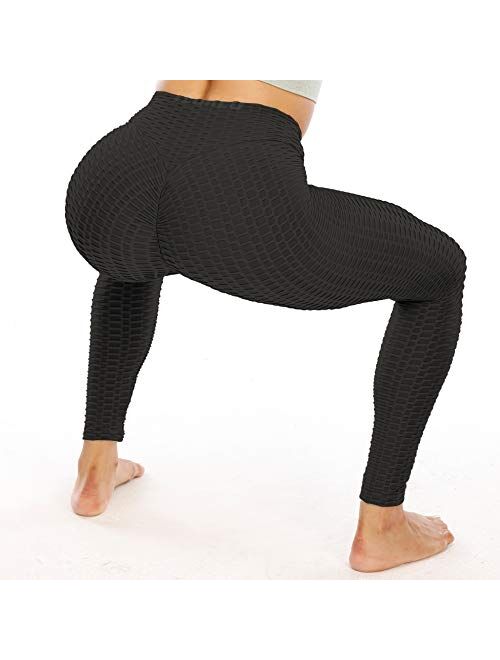 YEOREO Women Ruched Butt Lift Leggings High Waist Yoga Pants Textured Scrunch Booty Workout Tights
