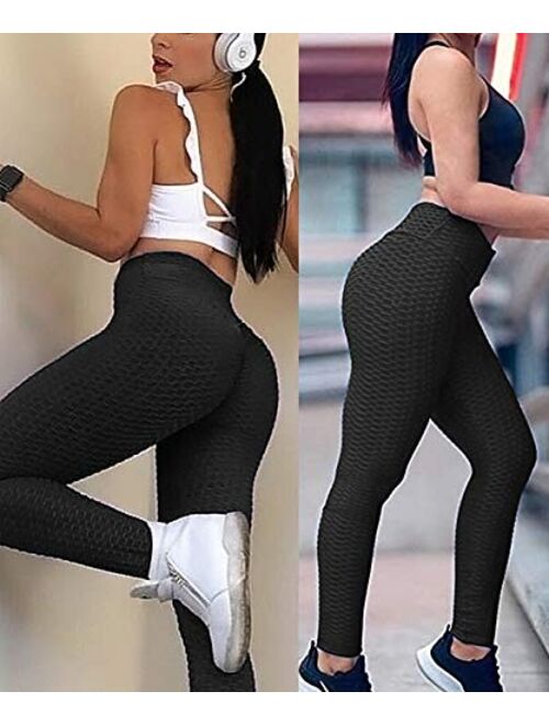 LAOTEPO Butt Lifting Anti Cellulite Sexy Leggings for Women High Waisted Yoga Pants Workout Tummy Control Sport Tights