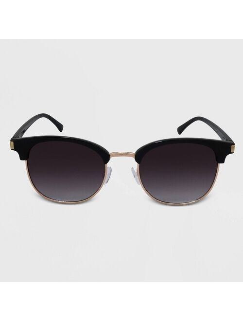 Women's Retro Plastic Metal Combo Silhouette Square Sunglasses - Wild Fable™ Black