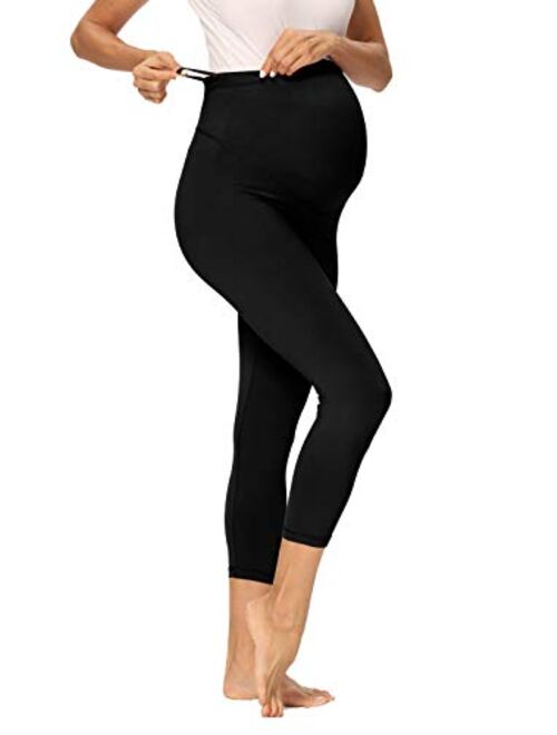 Foucome Women's Maternity Capri Leggings Over The Belly Pregnancy Active Workout Yoga Tights Pants