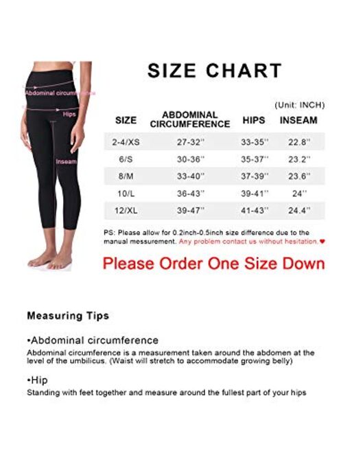 POSHDIVAH Women's Maternity Capri Leggings Over The Belly Pregnancy Workout Active Stretchy Pants with Pockets