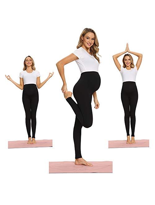 Fabrack Women's Maternity Tights Leggings Belly Support Comfy Pregnancy Yoga Workout Pants