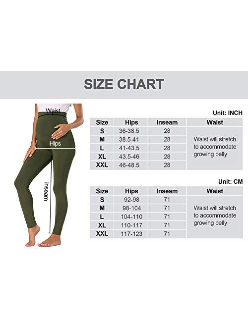 fitglam Women's Maternity Leggings Over The Belly Workout Yoga Active Pregnancy Tights Pants Inseam 28"