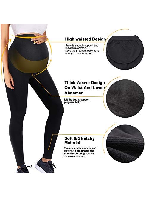 Irisnaya Maternity Leggings for Women Belly Support Pregnancy Pants Butt Lifter Yoga Workout Stretch Full Length Activewear