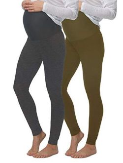 Velvety Soft Maternity Leggings for Women - Yoga Pants for Women, Maternity Clothes - (2-Pack)