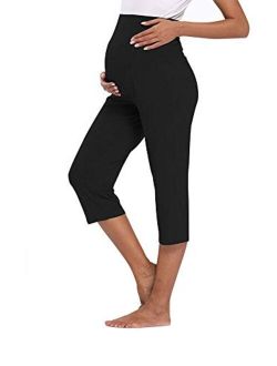 AMPOSH Women's Maternity Capri Pants Stretchy Lounge Pants Comfortable Pregnancy Shorts