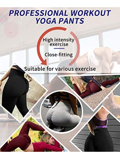 FIGKICKSEN Womens Ruched Butt Leggings High Waisted Scrunch Workout Tummy Control Sexy Push Up Yoga Pants