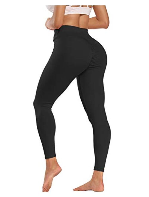 Murandick Women's Ruched Butt Leggings Butt Lifting Workout Booty Yoga Pants High Waist Scrunch Push Up Tights
