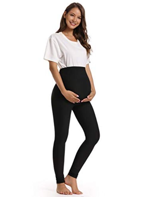 Foucome Women's Maternity Leggings Over The Belly Pregnancy Active Workout Yoga Tights Pants