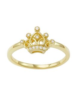 Junior Jewels Kids' 14k Gold Over Silver Cubic Zirconia Crown Ring