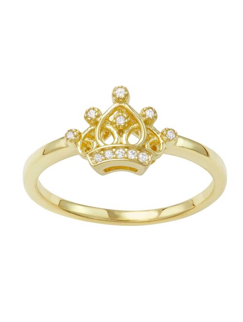 Junior Jewels Kids' 14k Gold Over Silver Cubic Zirconia Crown Ring