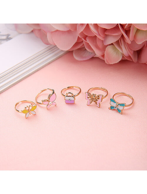 36PCS Kids Ring,Kapmore Cute Cartoon Rhinestone Adjustable Jewelry Ring Alloy Ring for Kids Girls Children