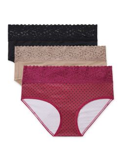 Blissful Benefits by Warner's Women's Ultra-Soft Hipster Full Coverage Panties with Lace, 3-Pack