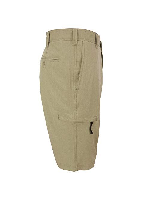 Facitisu Mens Hybrid Amphibian Workout Shorts Quick Dry 21” Solid Casual Athletic Golf Short Pants