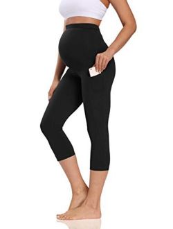 V VOCNI Maternity Leggings Yoga Pants Full Panel 3D Cutting Colorblock High Rise 25" Workout Running Pregnancy Tights