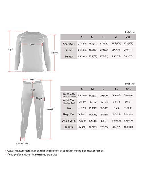 FITEXTREME MAXHEAT Mens Thermal Underwear Long Johns Set with Fleece Lined